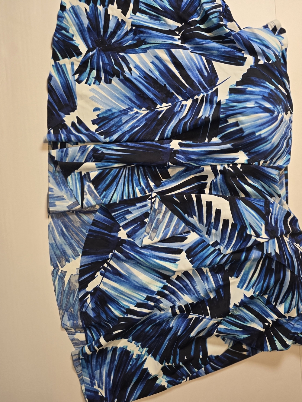 Mynah Plys Size Blue Palm-Print Tankini Swimsuit